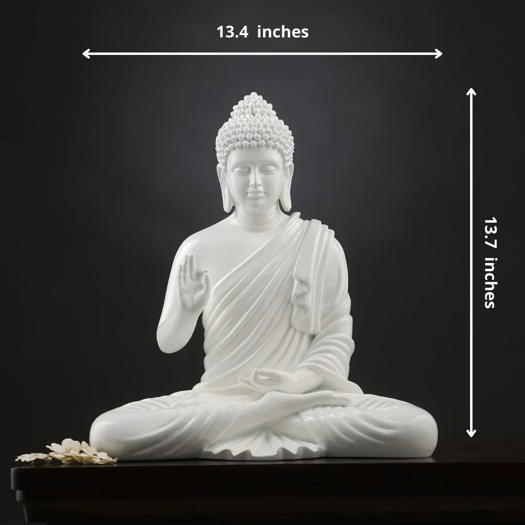Premium White Resin Statue – Elegant Lord Buddha Showpiece for Home, Office & Meditation Décor