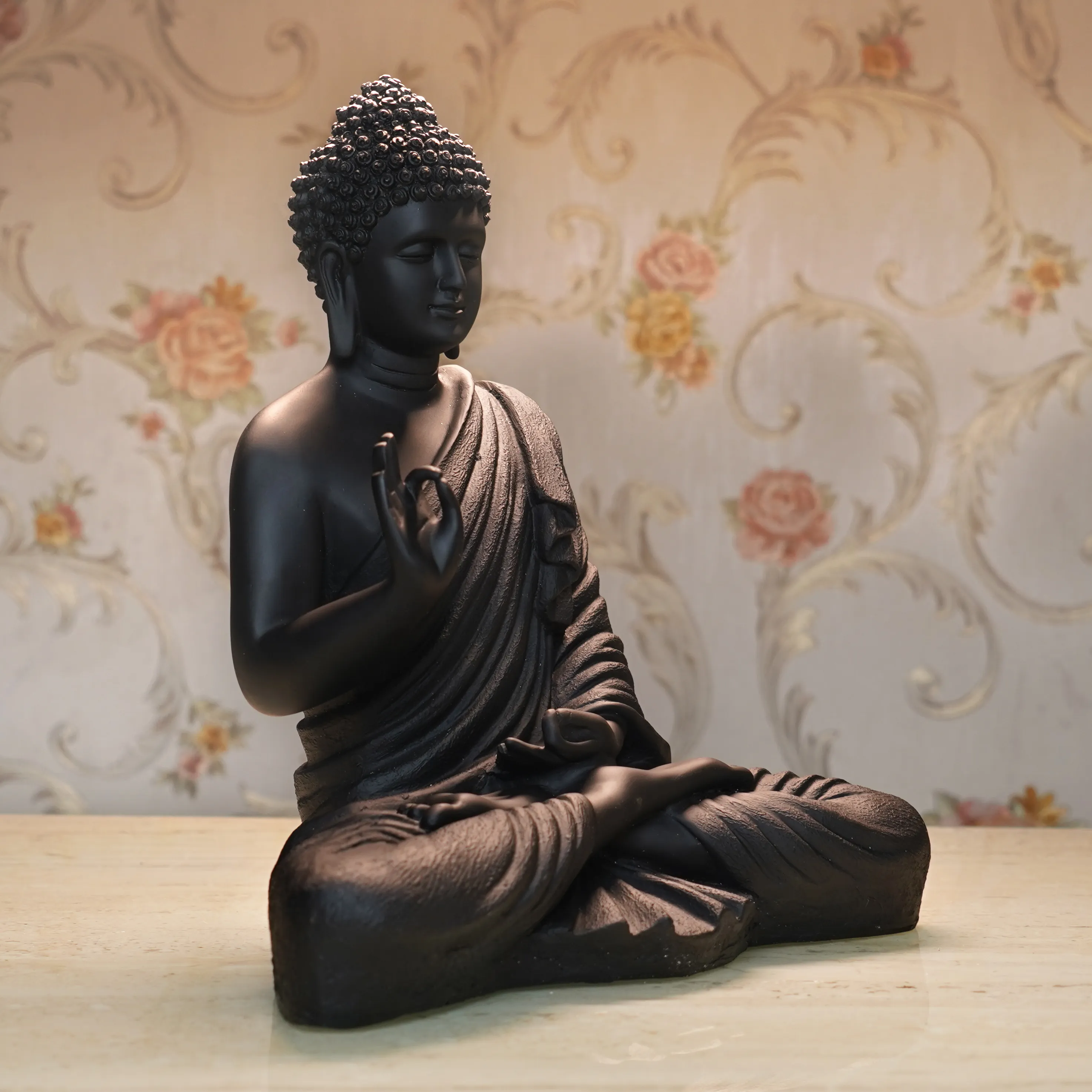 Premium Black Resin Statue – Elegant Lord Buddha Showpiece for Home, Office & Meditation Décor