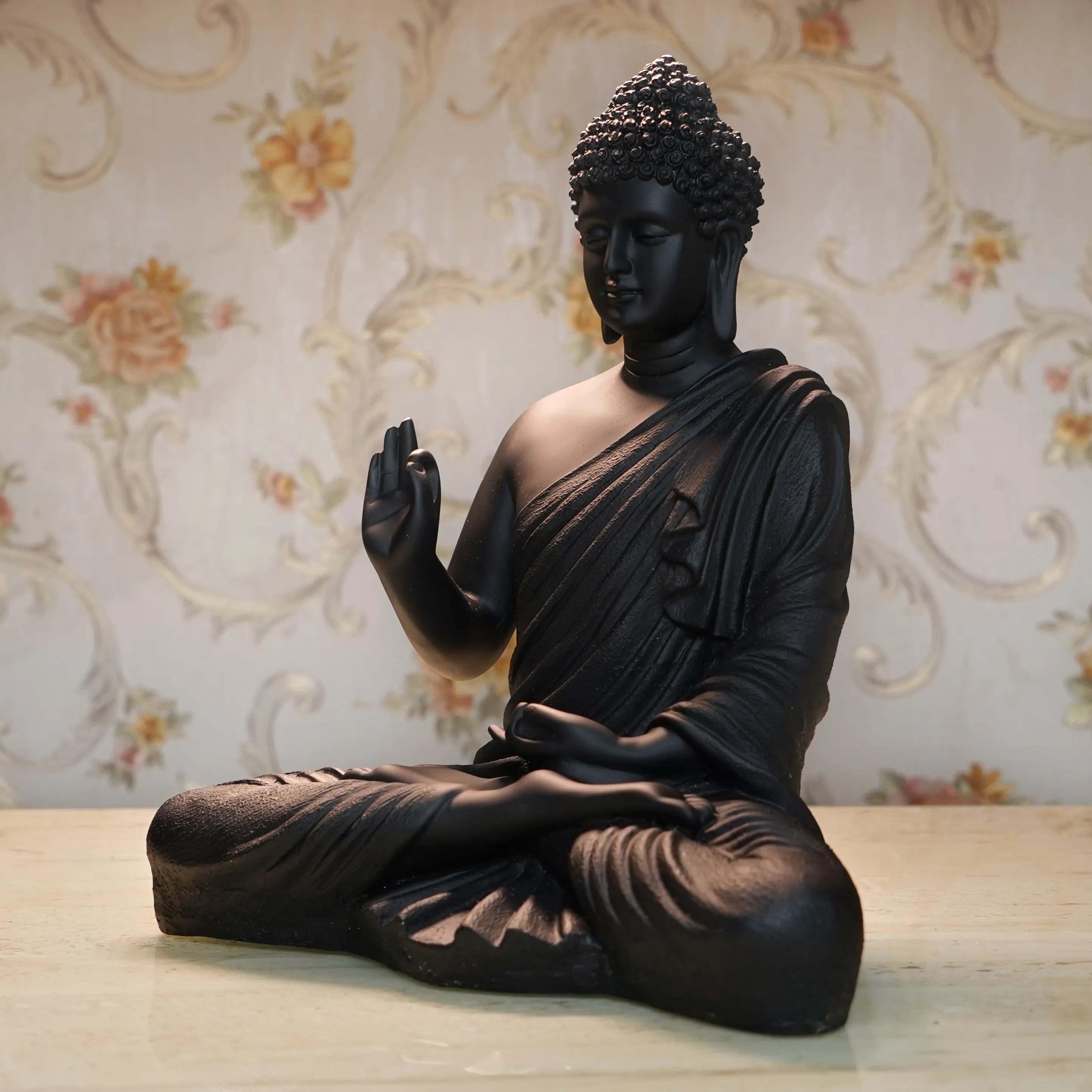 Premium Black Resin Statue – Elegant Lord Buddha Showpiece for Home, Office & Meditation Décor