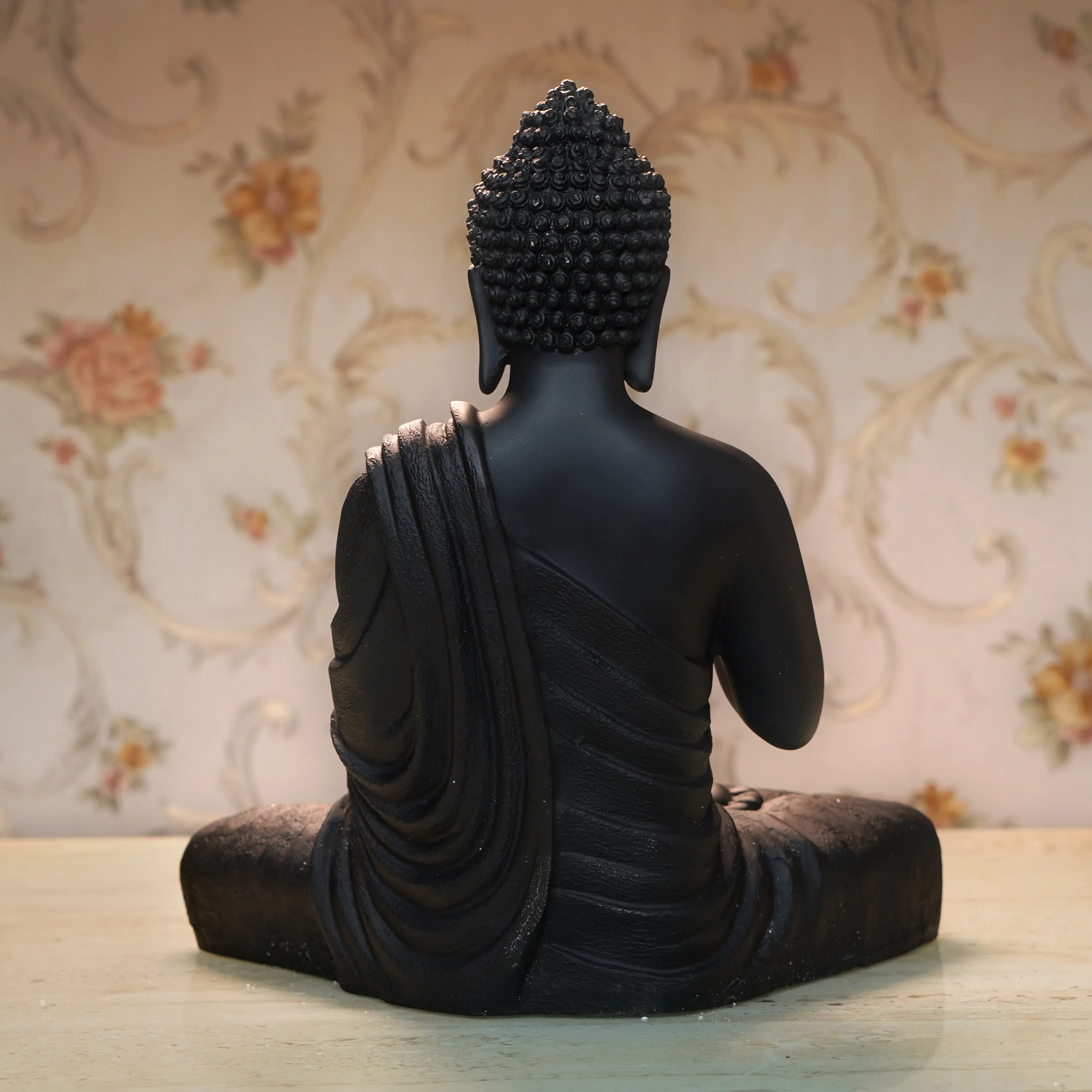 Premium Black Resin Statue – Elegant Lord Buddha Showpiece for Home, Office & Meditation Décor