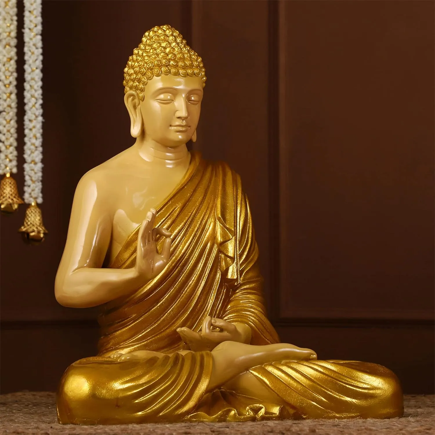 Premium Big Golden Buddha Resin Statue – Elegant Lord Buddha Showpiece for Home, Office & Meditation Décor