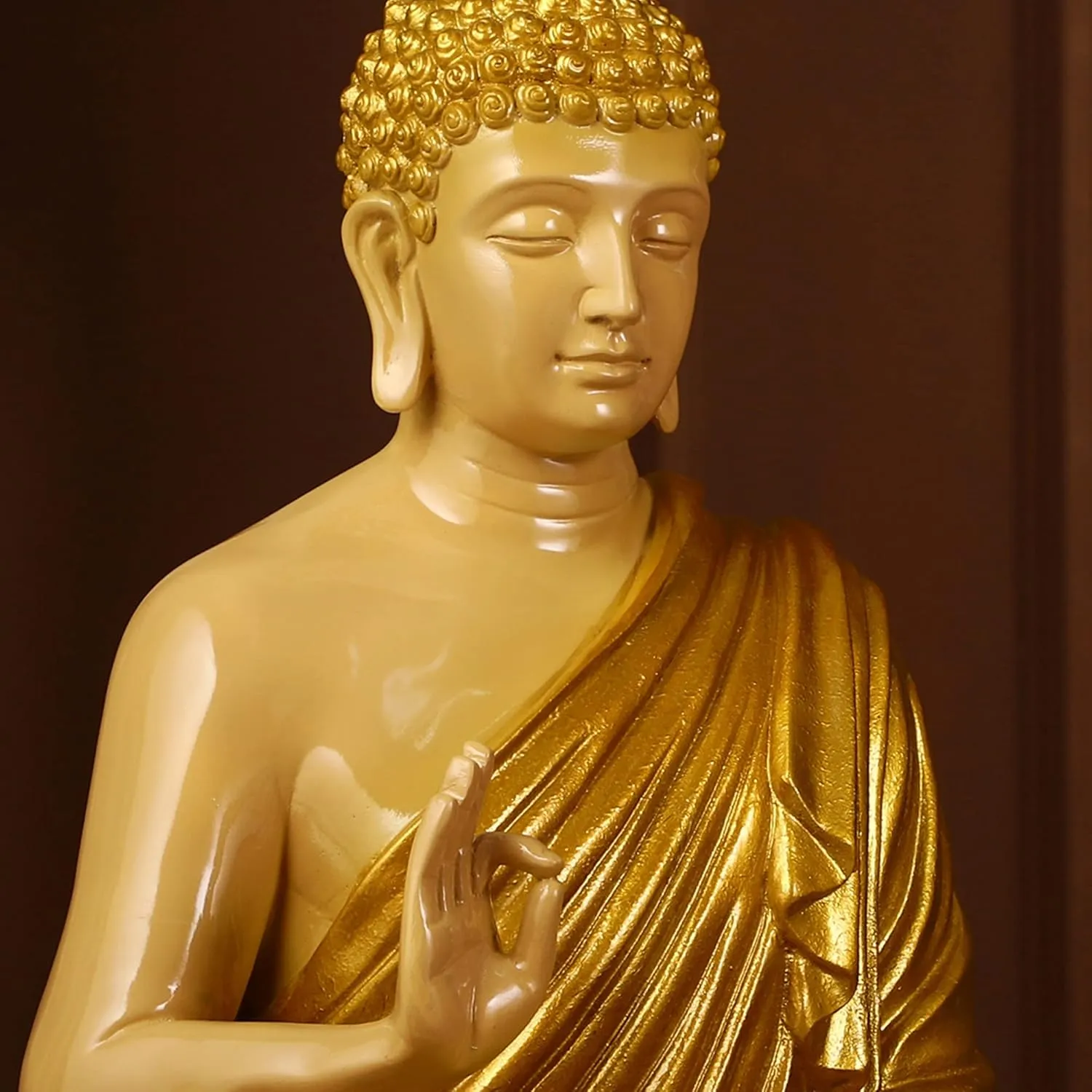 Premium Big Golden Buddha Resin Statue – Elegant Lord Buddha Showpiece for Home, Office & Meditation Décor