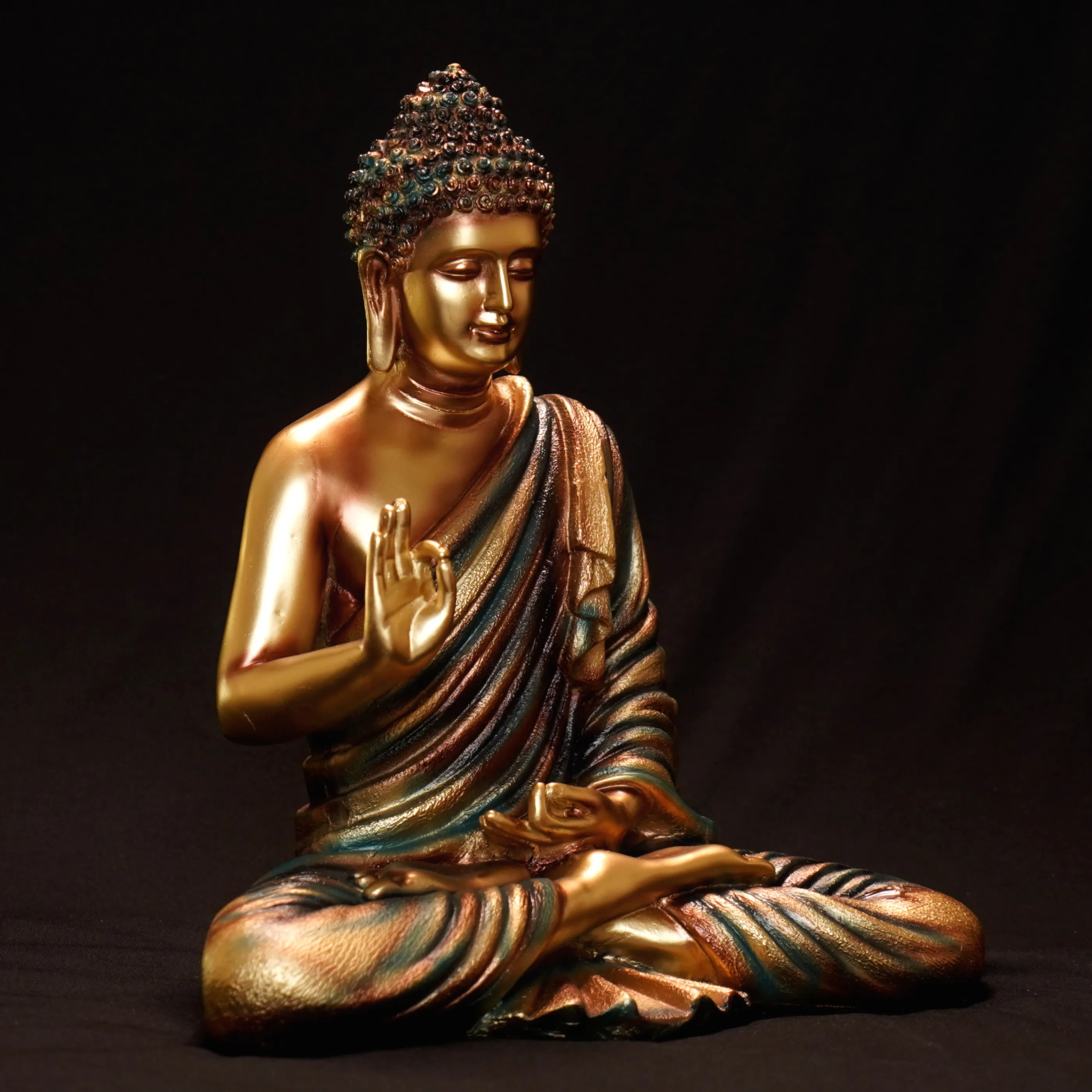 Premium New Golden Buddha Resin Statue – Elegant Lord Buddha Showpiece for Home, Office & Meditation Décor