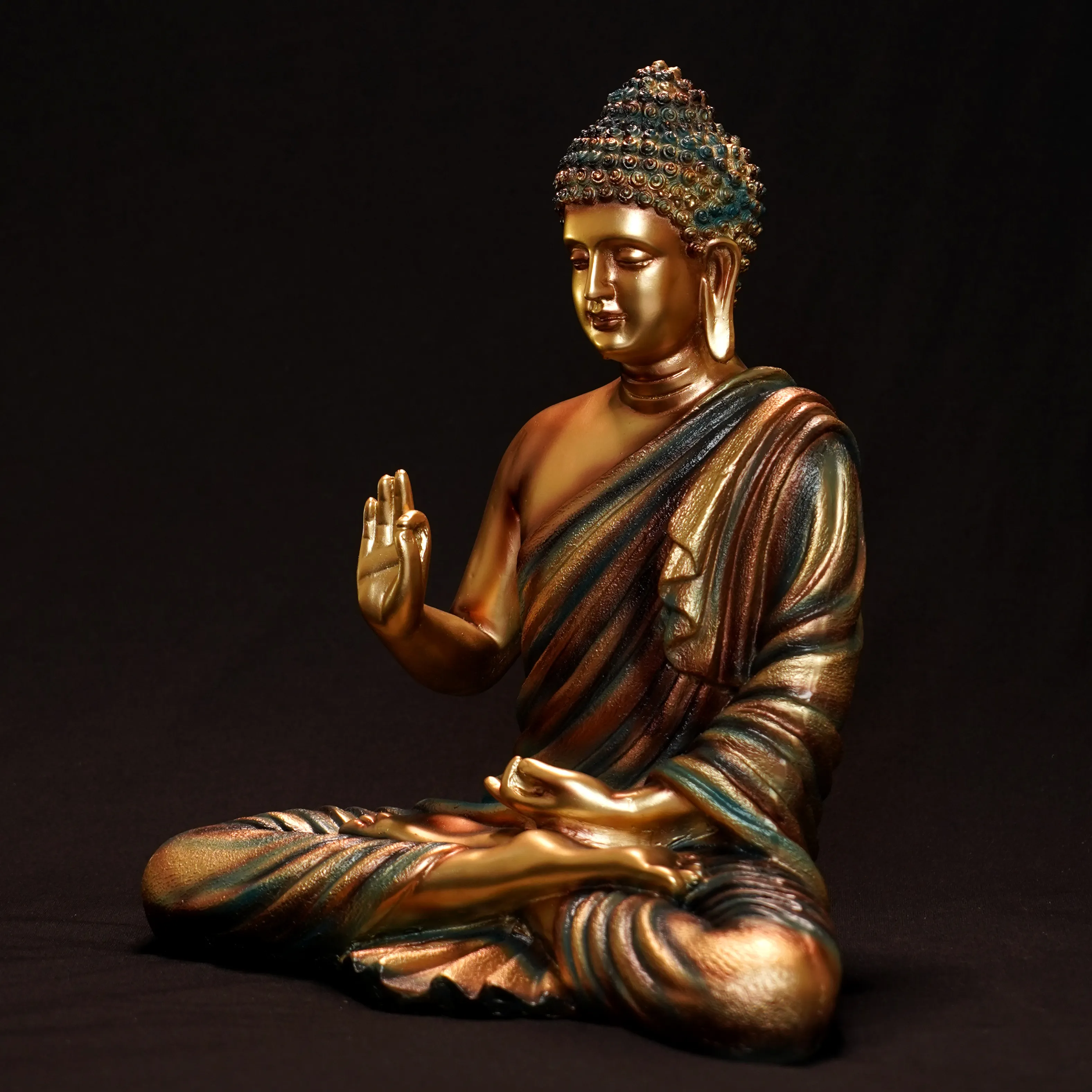 Premium New Golden Buddha Resin Statue – Elegant Lord Buddha Showpiece for Home, Office & Meditation Décor
