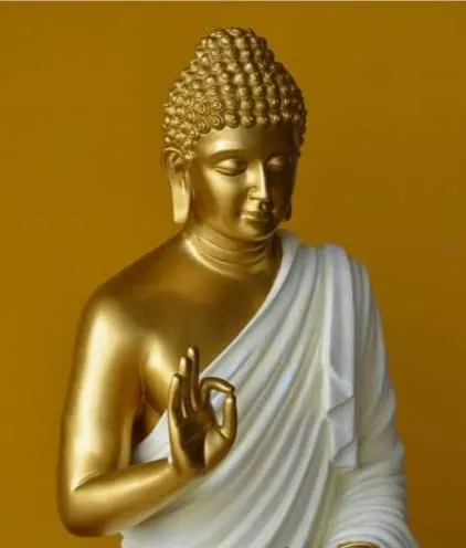 Premium Golden White Buddha Resin Statue – Elegant Lord Buddha Showpiece for Home, Office & Meditation Décor