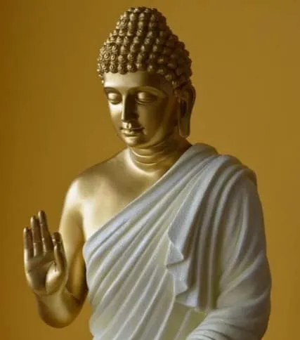 Premium Golden White Buddha Resin Statue – Elegant Lord Buddha Showpiece for Home, Office & Meditation Décor