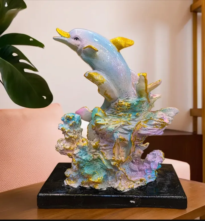 Premium Multi Small Dolphin with Baby Resin Showpiece – Decorative Dolphin Family Statue for Home, Office & Table Décor
