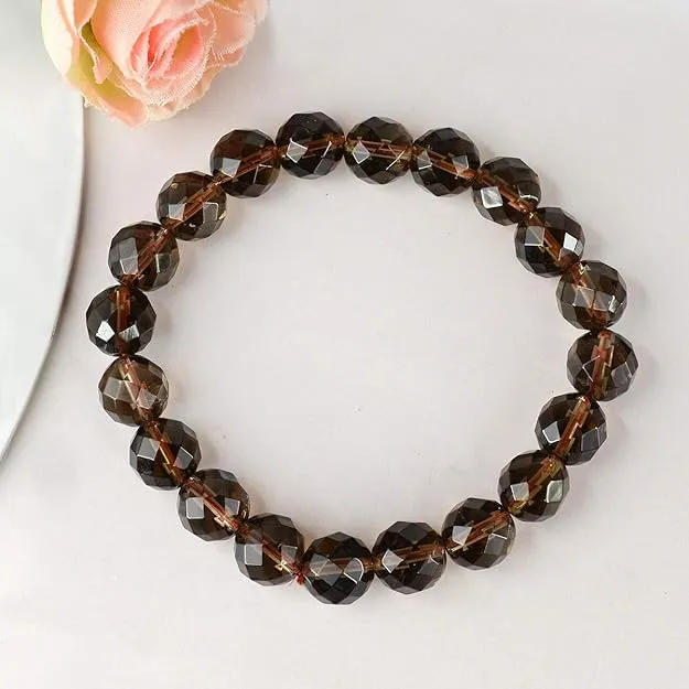 Premium Coffee Crystal Bracelet | Faceted Stretch Beaded Bracelet for Men & Women