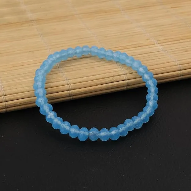 Natural Light Blue Hakik (Agate) Bead Bracelet | Healing Crystal Bracelet for Men & Women | Lucky Bracelet for Prosperity & Protection