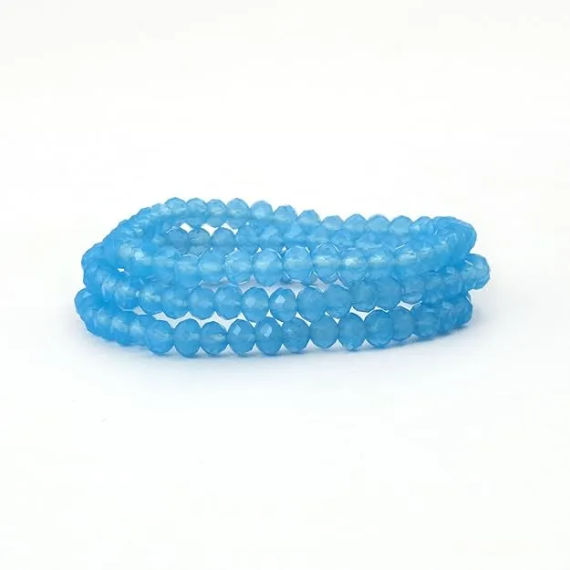 Natural Light Blue Hakik (Agate) Bead Bracelet | Healing Crystal Bracelet for Men & Women | Lucky Bracelet for Prosperity & Protection