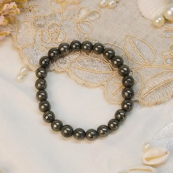Natural Grey Hakik (Agate) Bead Bracelet | Healing Crystal Bracelet for Men & Women | Lucky Bracelet for Prosperity & Protection