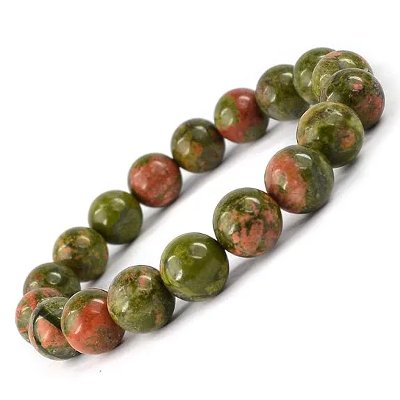 Natural Green Brown Hakik (Agate) Bead Bracelet | Healing Crystal Bracelet for Men & Women | Lucky Bracelet for Prosperity & Protection