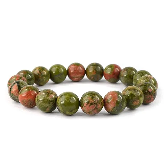 Natural Green Brown Hakik (Agate) Bead Bracelet | Healing Crystal Bracelet for Men & Women | Lucky Bracelet for Prosperity & Protection