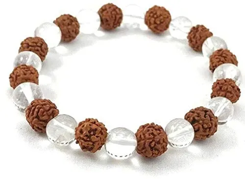 Natural Rudraksha & Crystal Bracelet for...