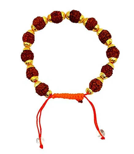 Natural Rudraksha & Metal Bracelet for M...