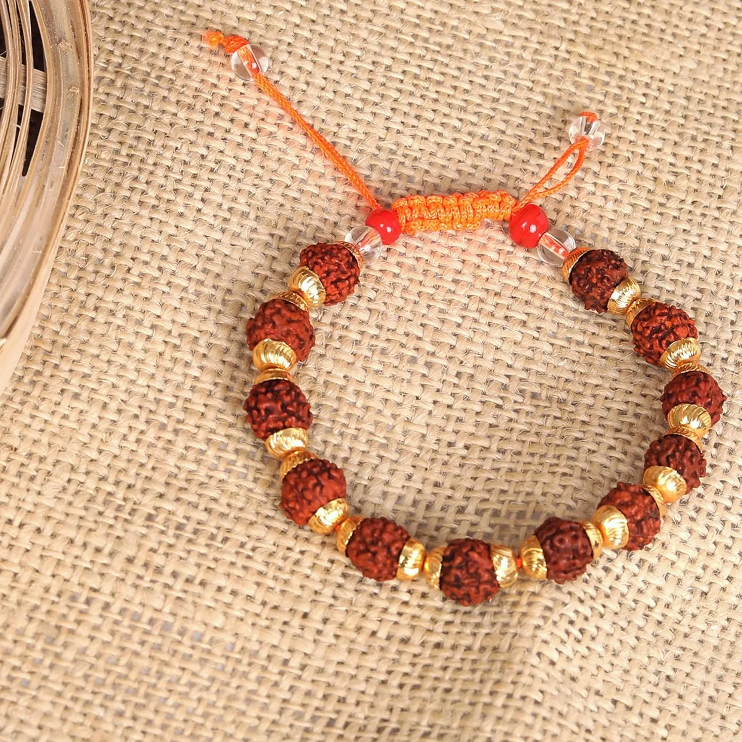 Natural Rudraksha & Metal Bracelet for Men & Women | Spiritual Beaded Bracelet for Daily Wear