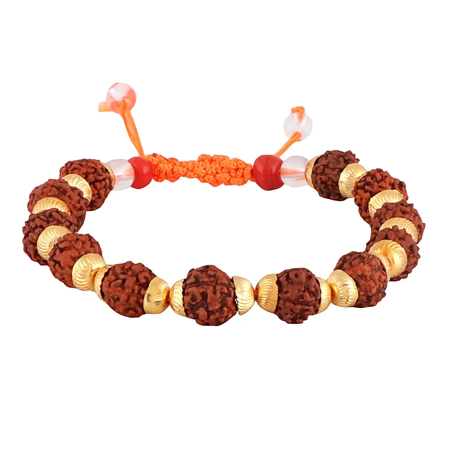 Natural Rudraksha & Metal Bracelet for Men & Women | Spiritual Beaded Bracelet for Daily Wear