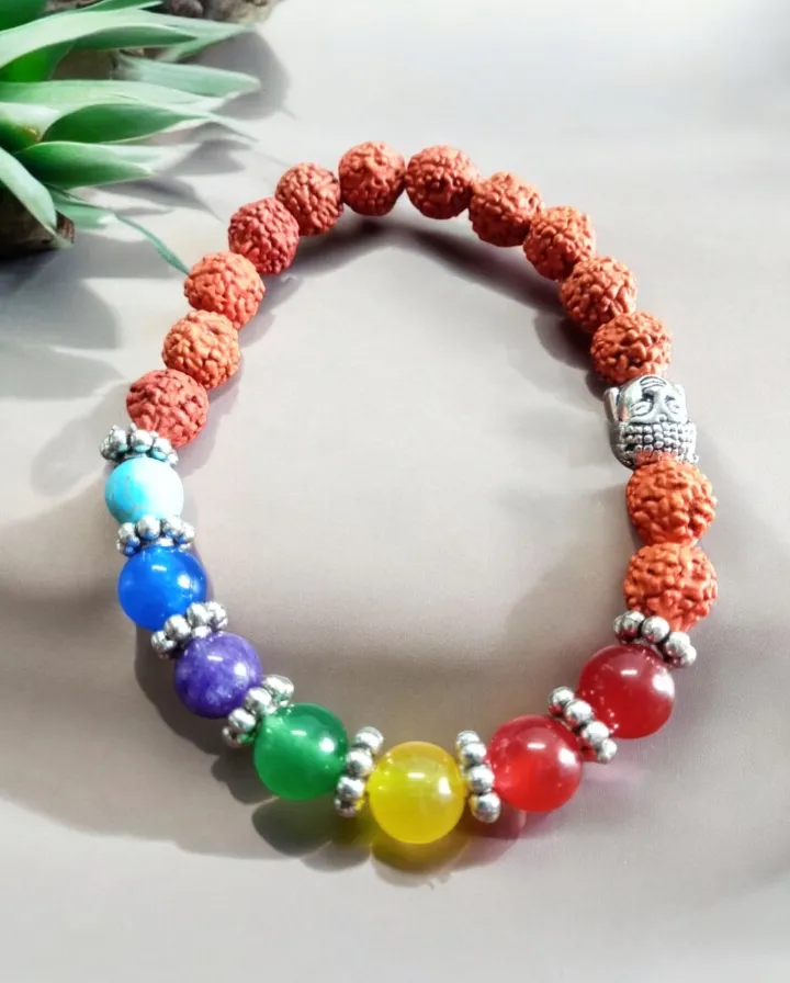 7 Chakra Healing Crystal Beaded Bracelet | Natural Gemstone Yoga, Meditation & Reiki Energy Bracelet for Men & Women