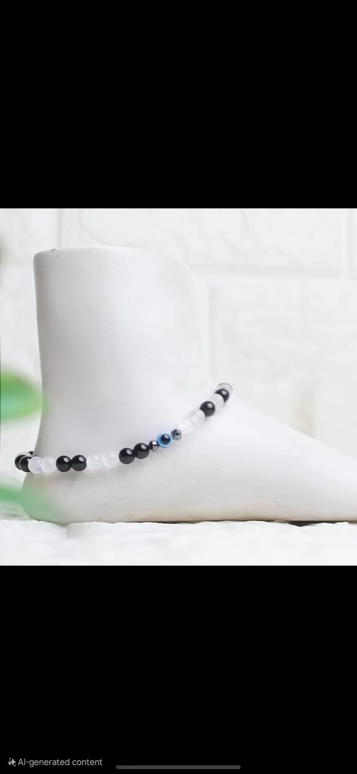 Classic White & Black Bead Bracelet | Adjustable Wrist Band