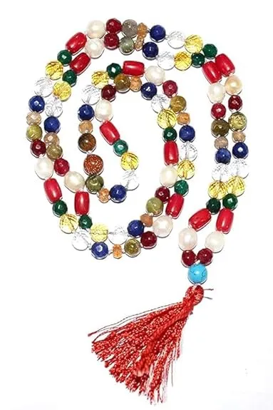 Natural Navratan Mala with Big Beads for...