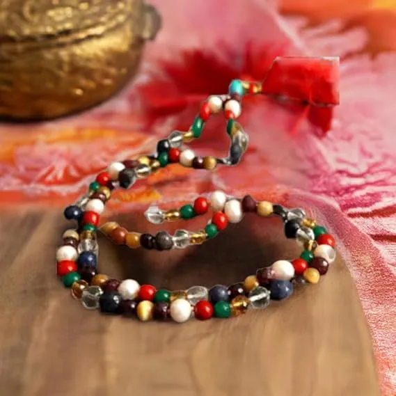 Natural Navratan Mala with Big Beads for Men & Women