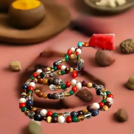 Natural Navratan Mala with Big Beads for Men & Women