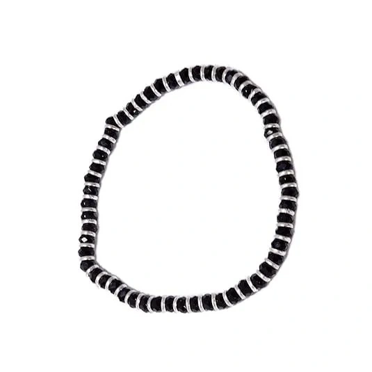 Karungali Black Silver Beaded Bracelet | Traditional Wooden Wrist Band