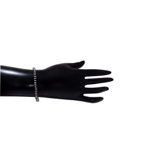 Karungali Black Silver Beaded Bracelet | Traditional Wooden Wrist Band