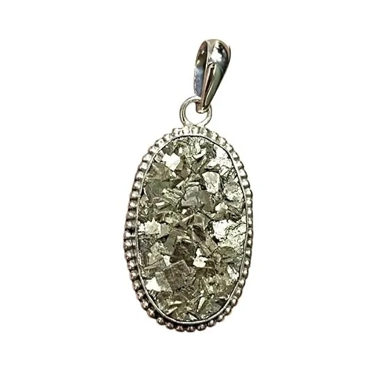 Natural Pyrite Crystal Locket Pendant fo...
