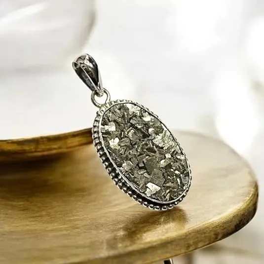 Natural Pyrite Crystal Locket Pendant for Men & Women