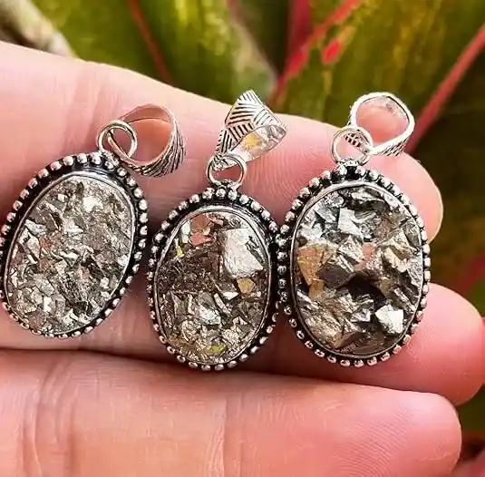 Natural Pyrite Crystal Locket Pendant for Men & Women