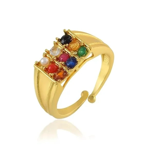 Premium Navratan Stone Ring | Unisex Spi...