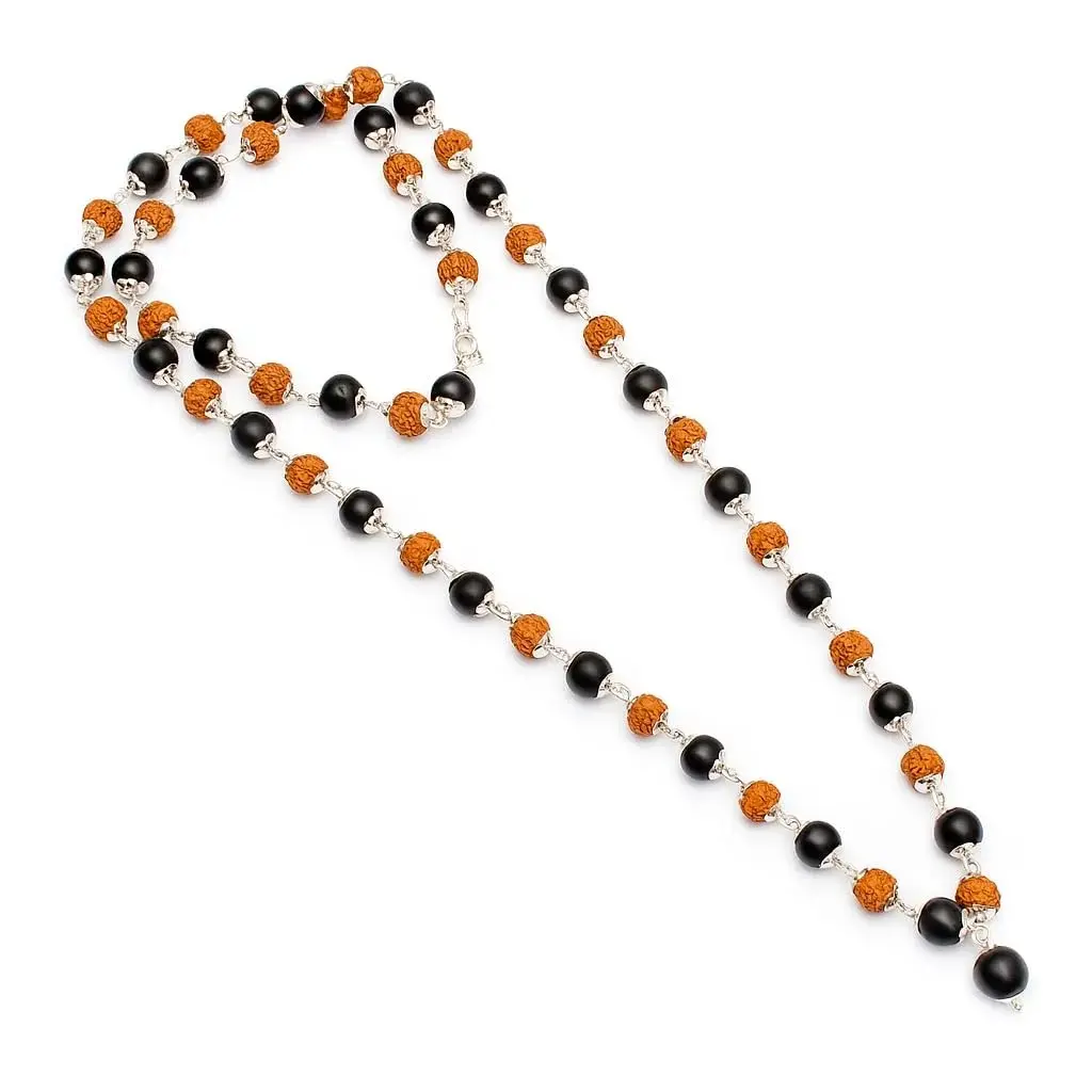 Premium Karungali + Rudraksha Mala | Handmade Spiritual Necklace