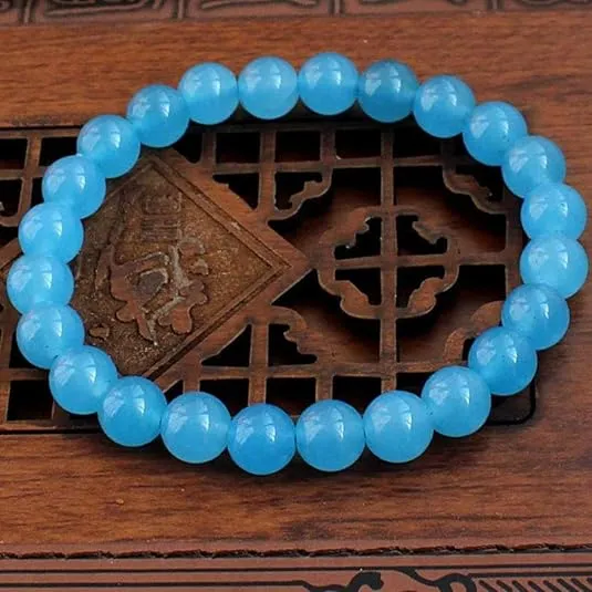 12 MM Light Blue Natural Stone Bracelet