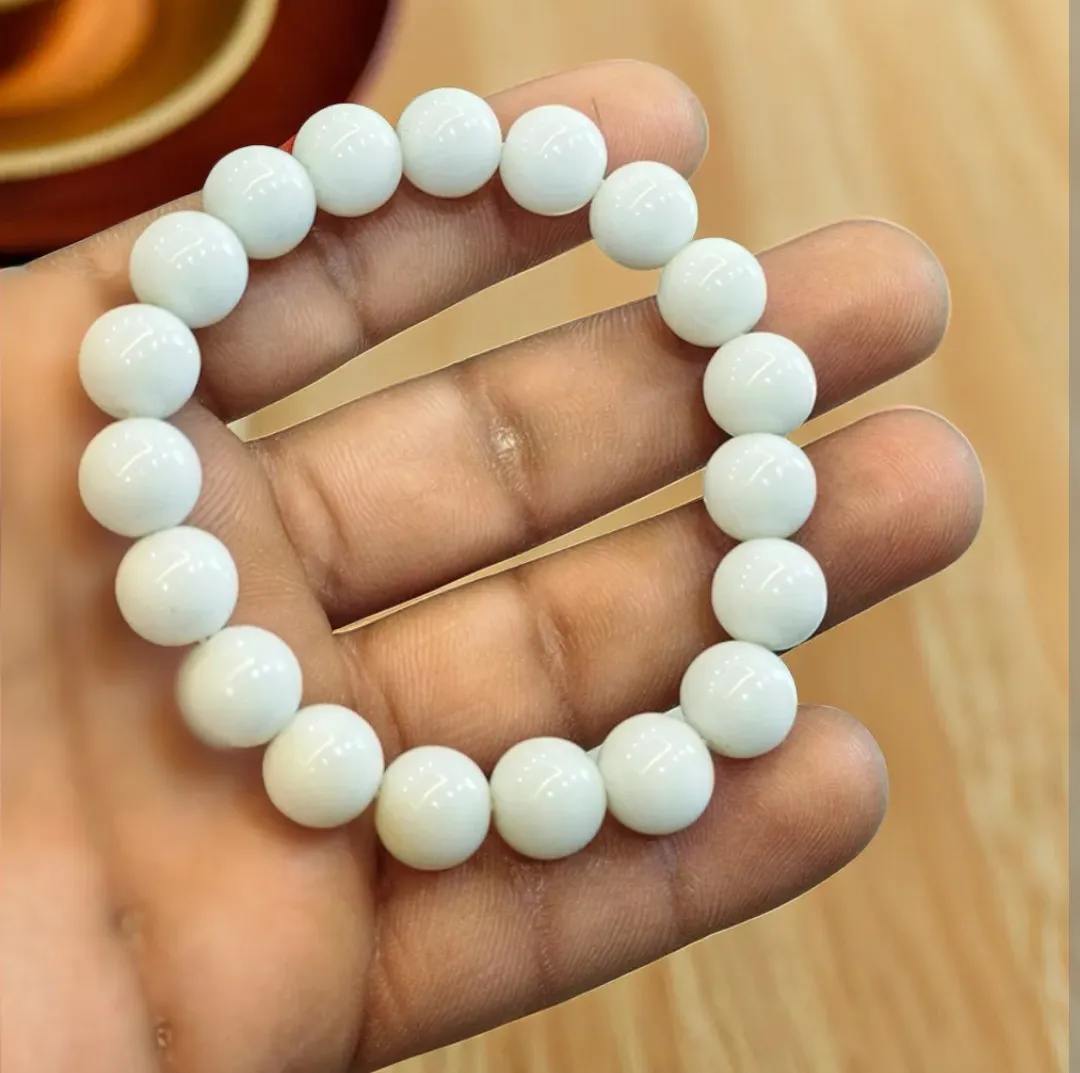 12 MM White Natural Stone Bracelet