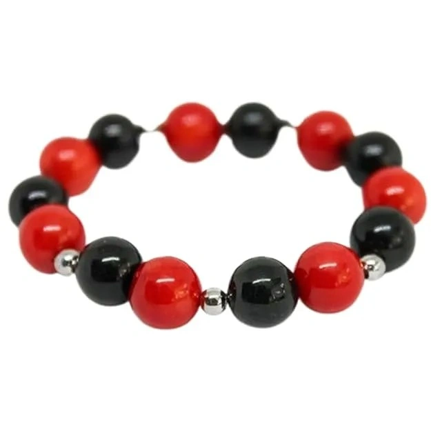 Red & Black Gemstone Beaded Bracelet for...