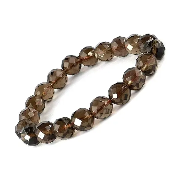Premium Coffee Crystal Bracelet | Faceted Stretch Beaded Bracelet for Men & Women