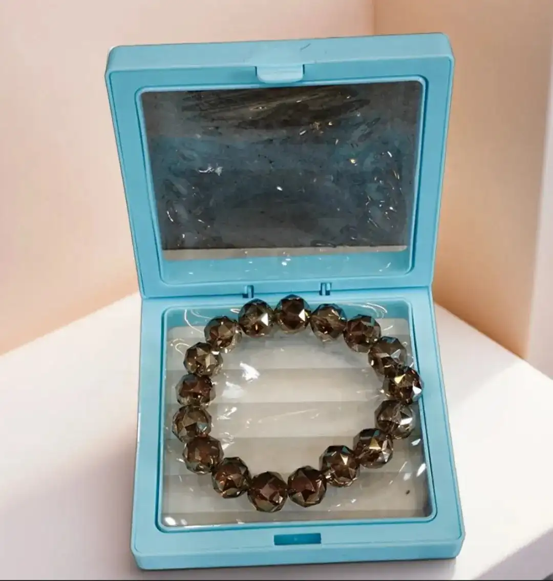 Gold Crystal Beaded Bracelet for Men & Women | Faceted Stretch Crystal Bracelet for Daily Wear