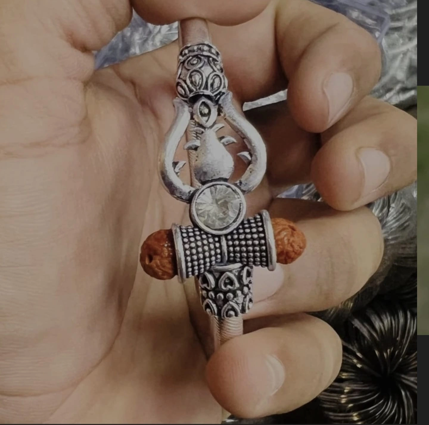 Silver-Plated Om Rudraksha Bracelet for...