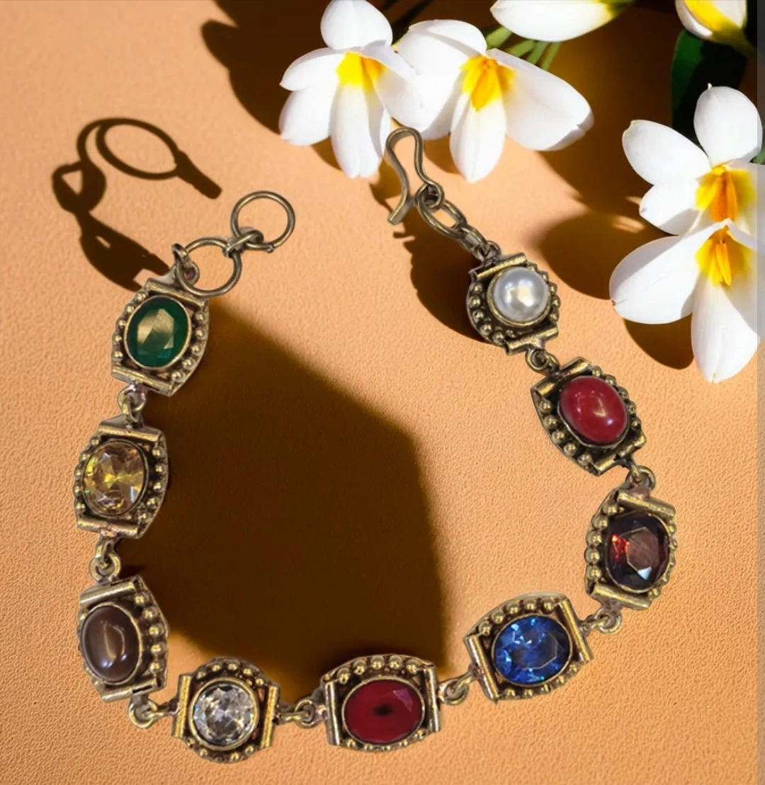 Traditional Navratna Bracelet | 9 Gemstone Healing Bracelet for Daily Wear
