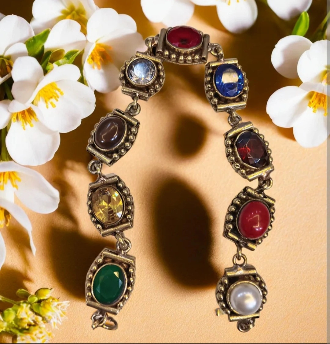 Traditional Navratna Bracelet | 9 Gemstone Healing Bracelet for Daily Wear