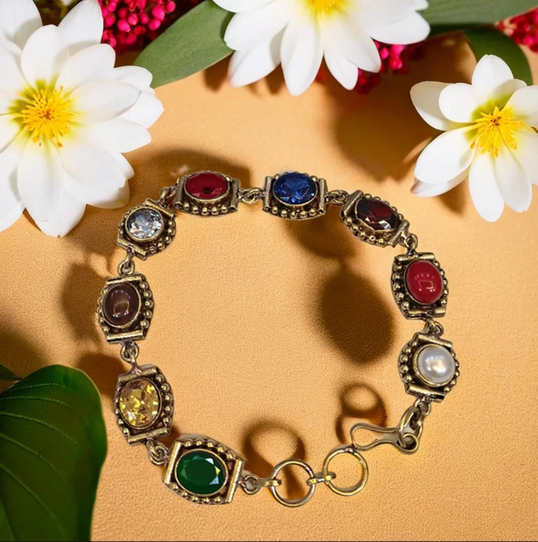 Traditional Navratna Bracelet | 9 Gemstone Healing Bracelet for Daily Wear