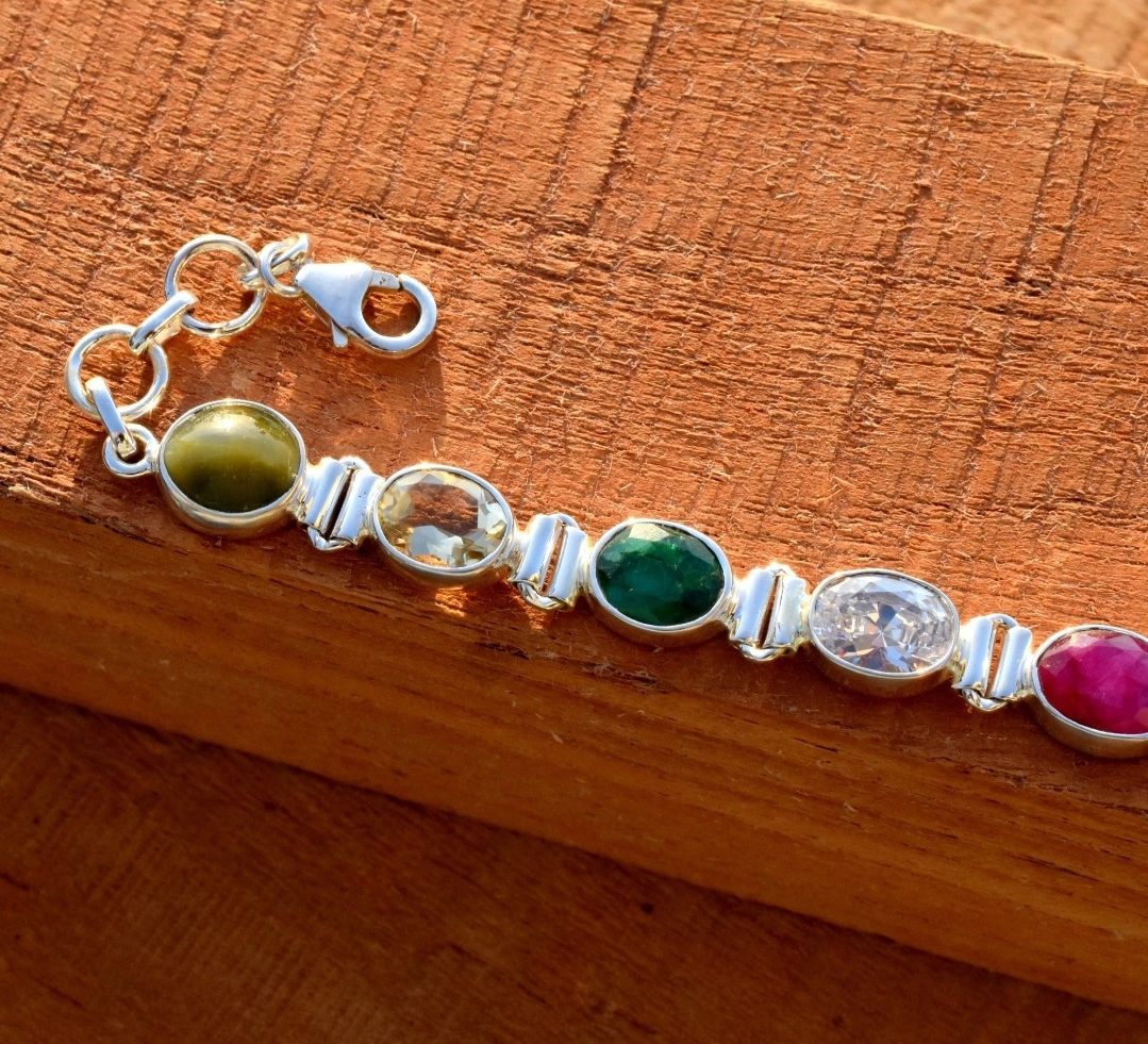 Silver-Plated Bracelet |Gem Crystal Bracelet for Good Luck