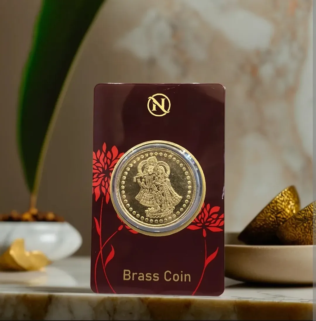 Radha Krishna Brass Coin for Pooja | Div...
