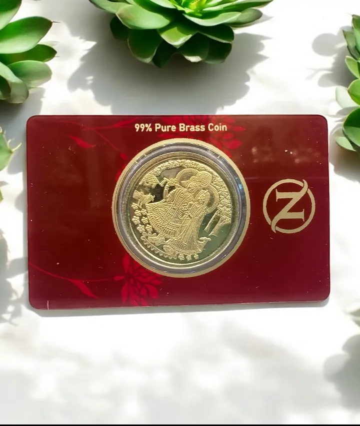 Radha Krishna Brass Coin for Pooja | Div...