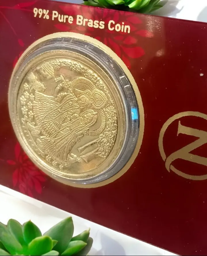 Radha Krishna Brass Coin for Pooja | Divine Lucky Coin for Home Temple, Wealth, Prosperity & Gifting