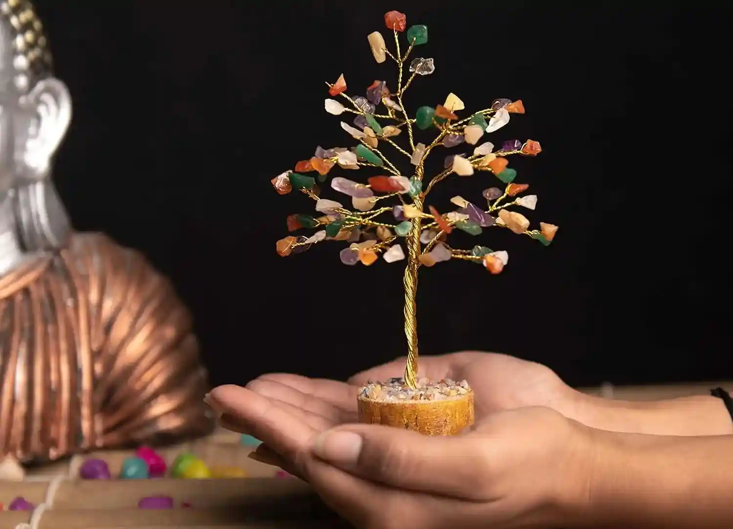Natural Navratan Stone Tree | Spiritual Decorative Showpiece