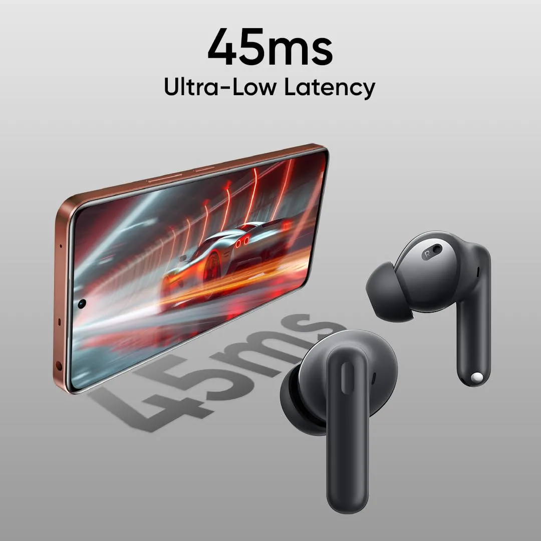 Realme Buds T310 True Wireless Earbuds with 46dB ANC | 12.4mm Bass Driver | 40 Hours Battery | Vibrant Black | WinnXi