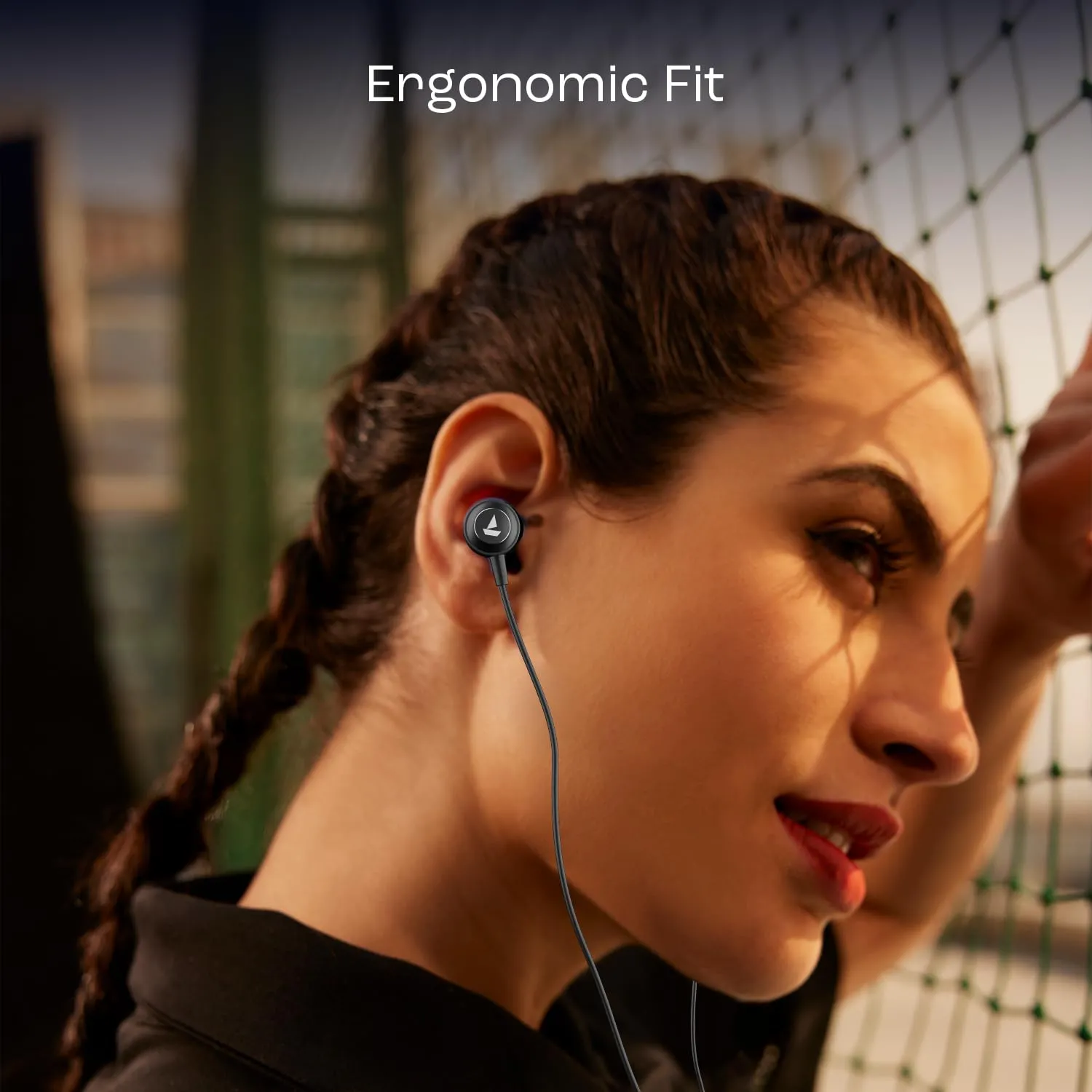 boAt BassHeads 162 V2 Wired Earphones with Mic | 10mm Dynamic Drivers | 3.5mm Jack | Braided Cable | Bold Black | WinnXi