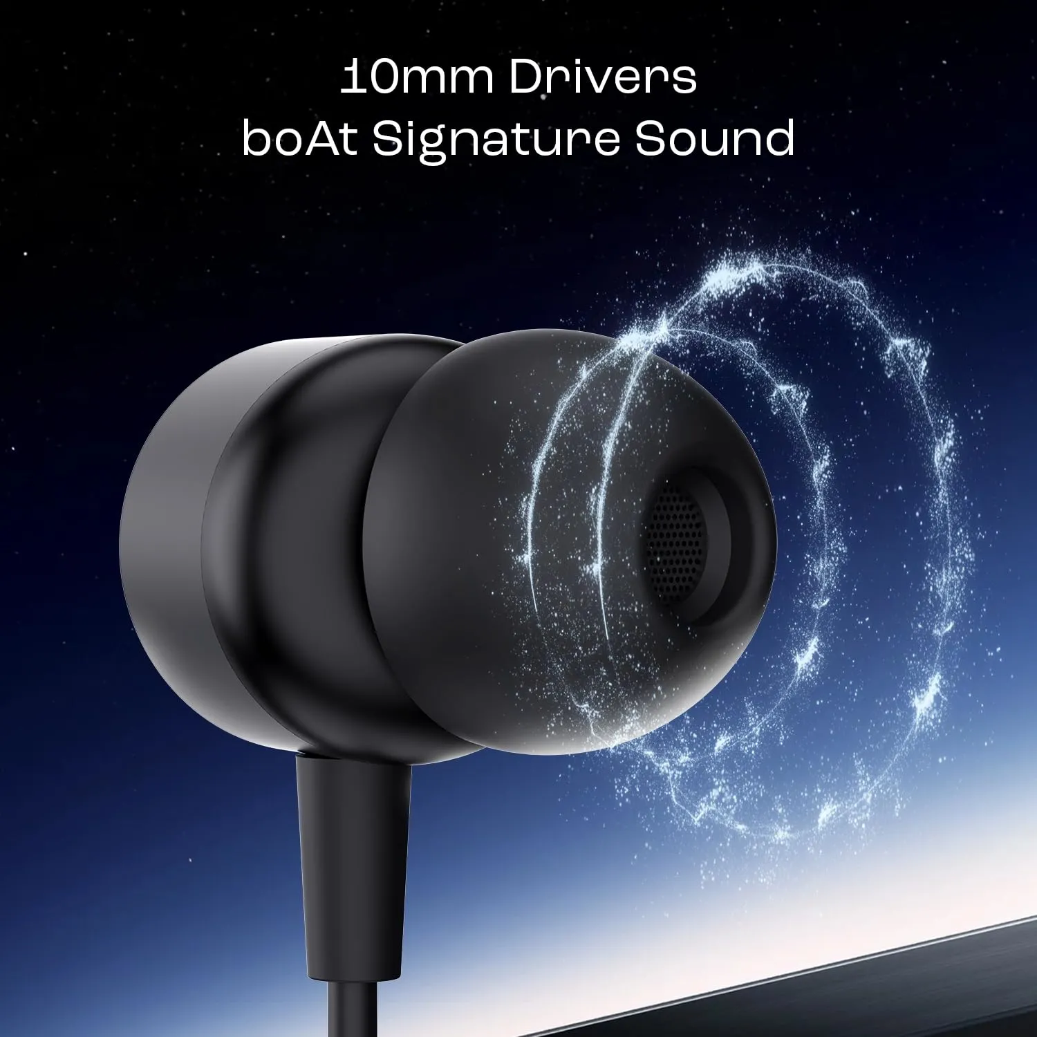 boAt BassHeads 162 V2 Wired Earphones with Mic | 10mm Dynamic Drivers | 3.5mm Jack | Braided Cable | Bold Black | WinnXi